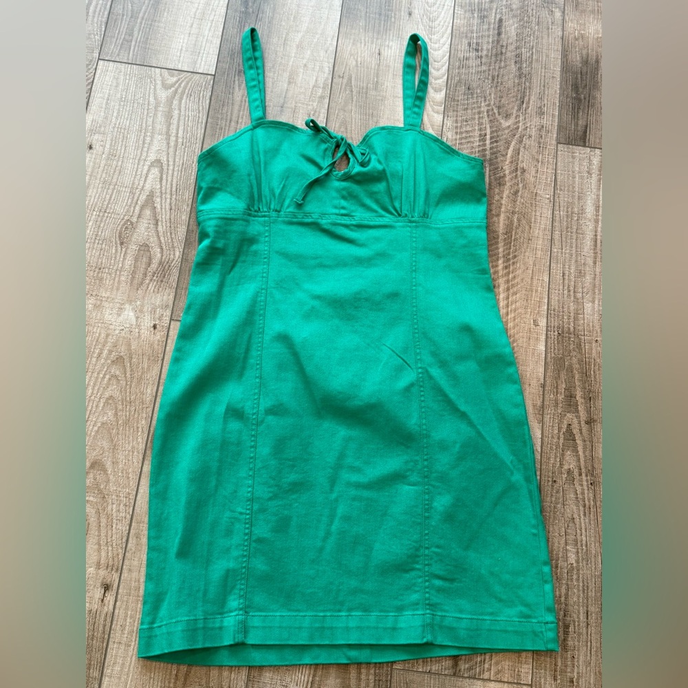 Gianni Bini Green Tie Front Mini Sundress
